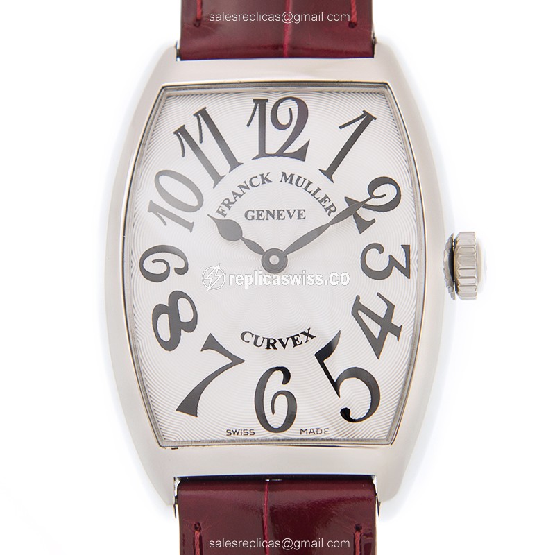 Franck Muller 2852 QZ Replica - Quartz - Silver on Red Alligator - Buckle